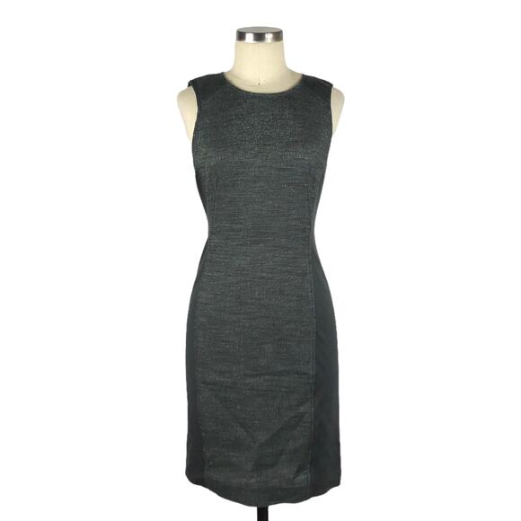 RACHEL ROY SIGNAUTRE Dark Gray Silver Sparkly Sheath Midi Dress Size 4 Career - Picture 1 of 5
